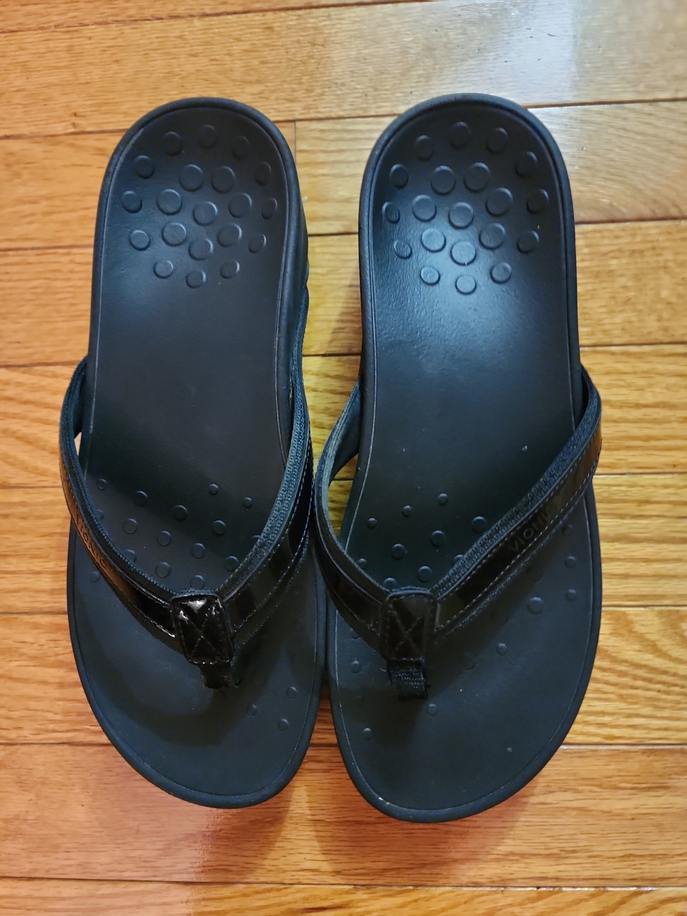 Vionic High Tide Orthoheel  Black Wedge Flip Flop Thong Sandals/ Women's